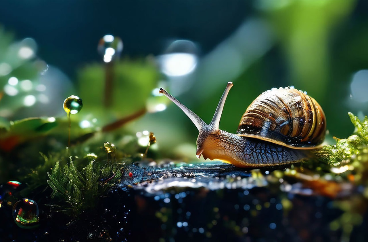 Cute snail outdoors